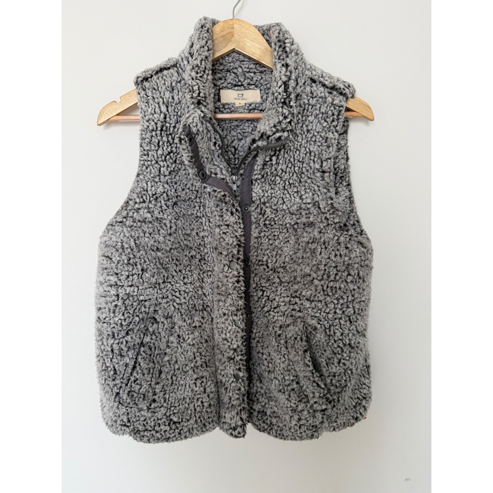 Thread & Supply Vest Womens S Sherpa Faux Shearling Grey Excellent